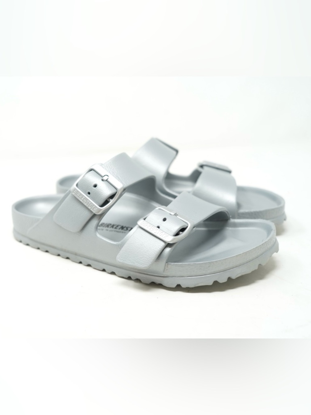 Birkenstock Arizona Essentials EVA Sandals in Metallic Silver Size 37 US 6.5